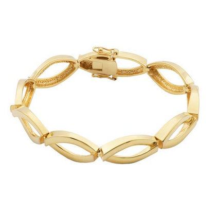 Women'S 18Kt Gold over Brass High-Polish Elong Link Bracelet, 7.5"