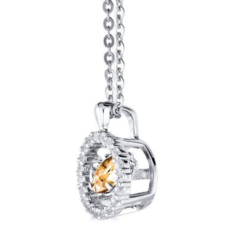 Dancing Citrine Pendant and Earring Set in Sterling Silver