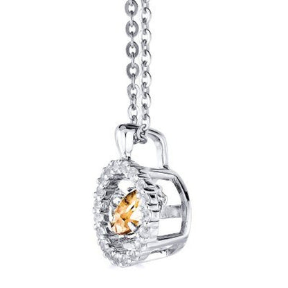 Dancing Citrine Pendant and Earring Set in Sterling Silver