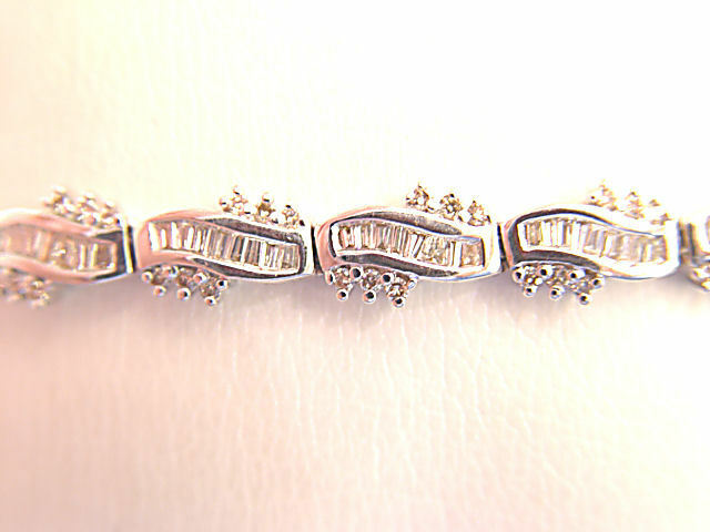 6.60 CT ROUND BRILLIANT BAGUETTE CUT DIAMOND BRACELET PRONG AND CHANNEL SET 14 K