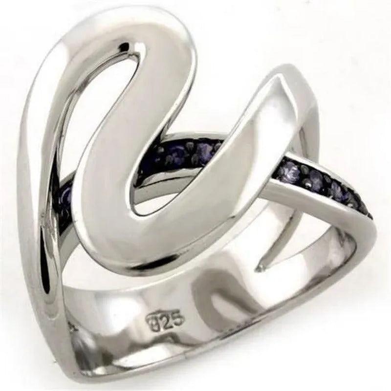 Alamode LOAS1102-6 Rhodium 925 Sterling Silver Ring with AAA Grade CZ, Ameth