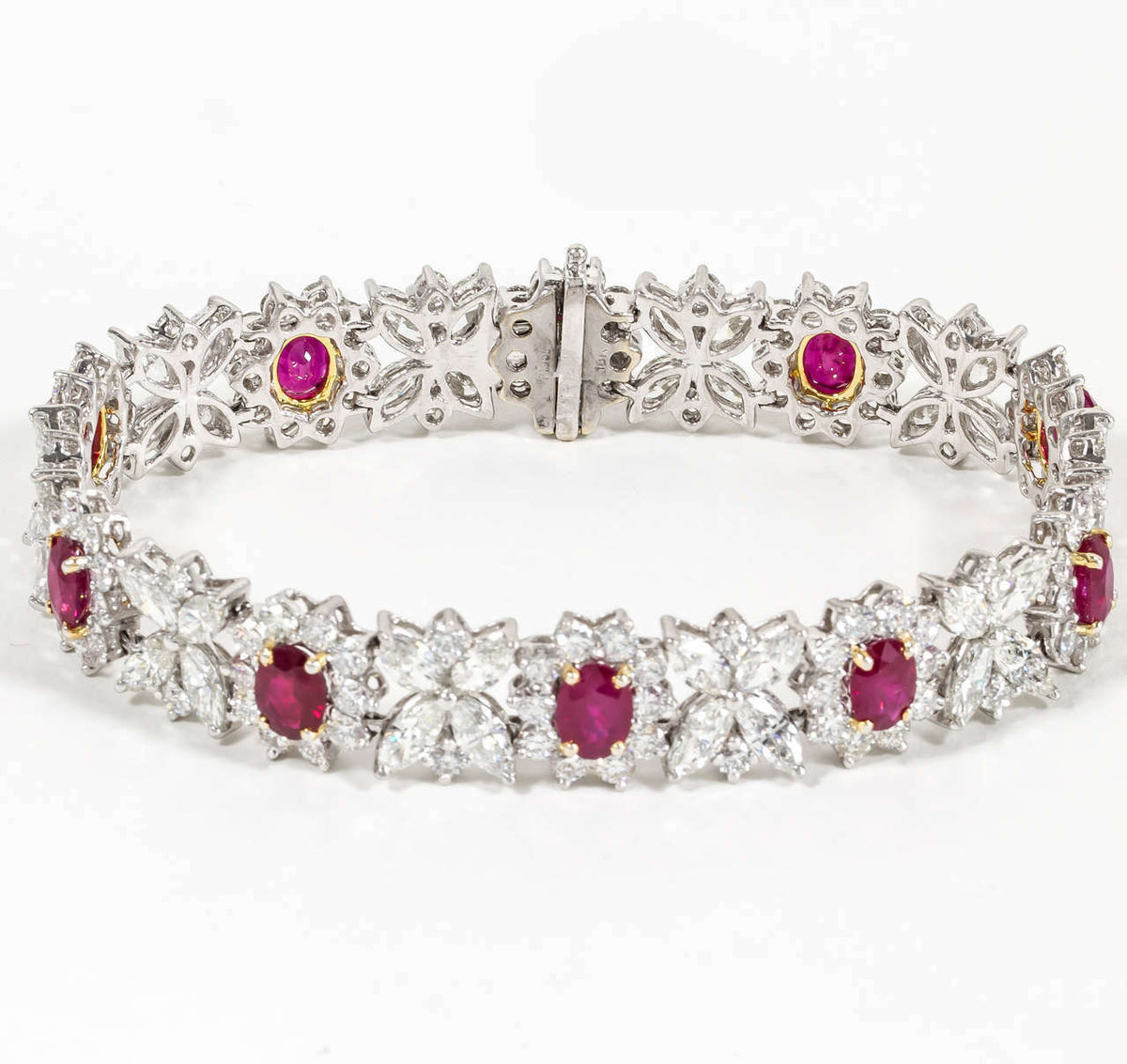RUBY OVAL SHAPE FINE RED 10 STONE DIAMOND 120 ROUND SHAPE 40 MARQUISE BRACELET