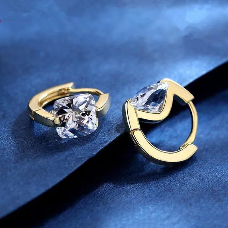 Exquisite Gold Plated Square Cubic Zirconia Earrings for Women Hoop Earrings Jew