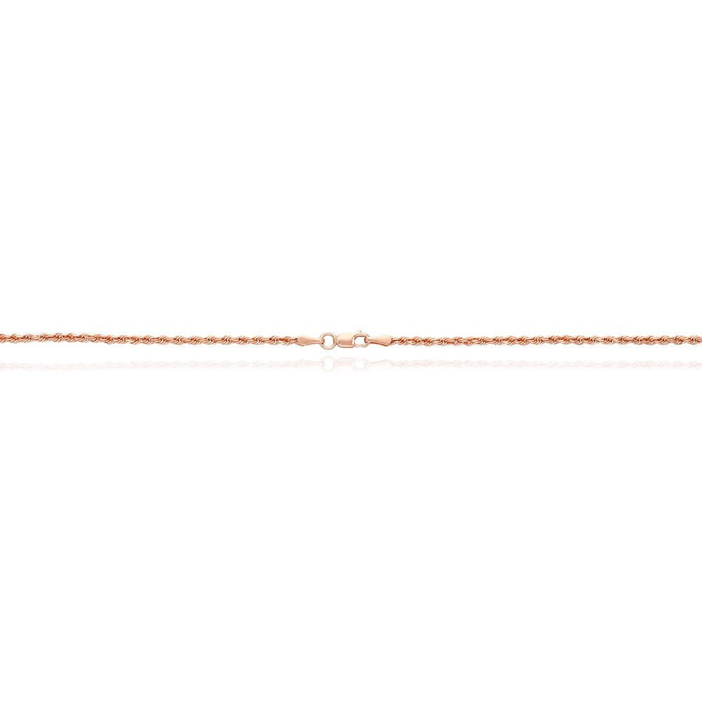 Solid 10K Rose Gold 2.2Mm Rope Link Chain Necklace 18&Quot;-22&Quot;