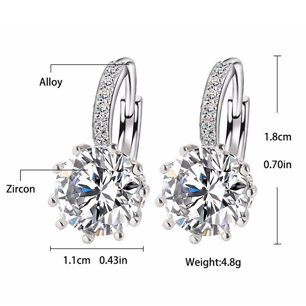 Artificial Diamond Earrings for Women Girls, Vintage Hoop Earrings Alloy Silver