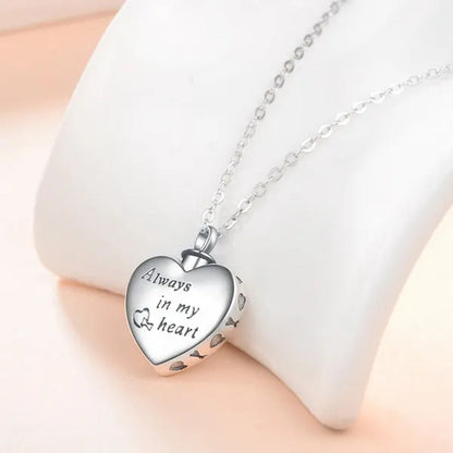 Footprint Jewelry Urn Necklace for Ashes Love Heart Pendant Bone Paw
