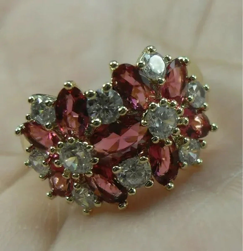 5-Color Natural 6.69CT White/Alexandrite/Sapphire/Ruby/Emerald Diamond 14K Yello