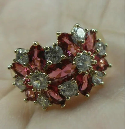 5-Color Natural 6.69CT White/Alexandrite/Sapphire/Ruby/Emerald Diamond 14K Yello
