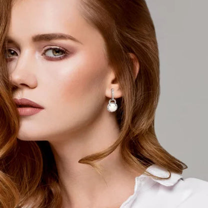 Opal and White Topaz Hinged Hoop Halo Earrings in Sterling Silver
