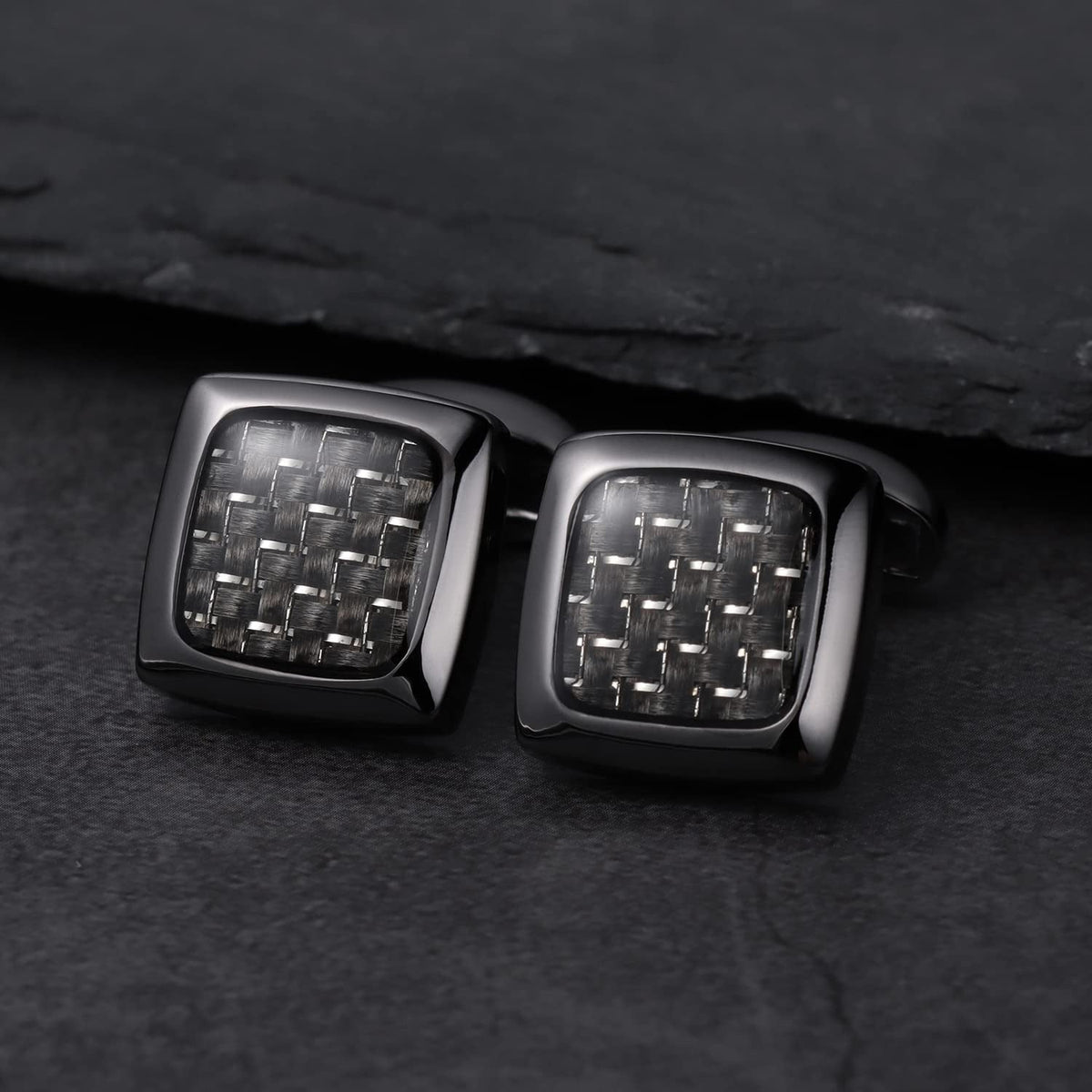 Cufflinks and Studs for Men-Fashion Men Vintage Enamel Carbon Fiber Tuxedo Shirt