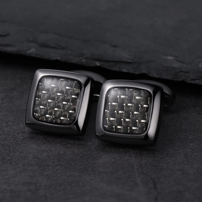 Cufflinks and Studs for Men-Fashion Men Vintage Enamel Carbon Fiber Tuxedo Shirt