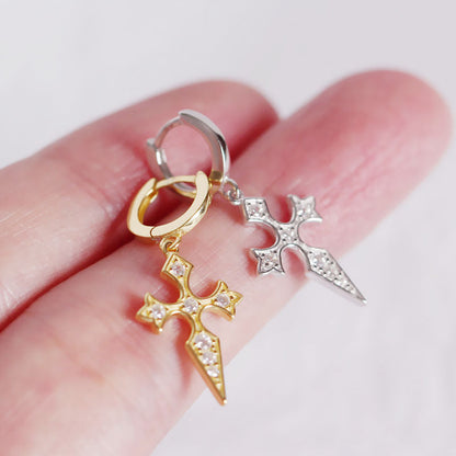 Cross Diamond Baroque Style Earrings