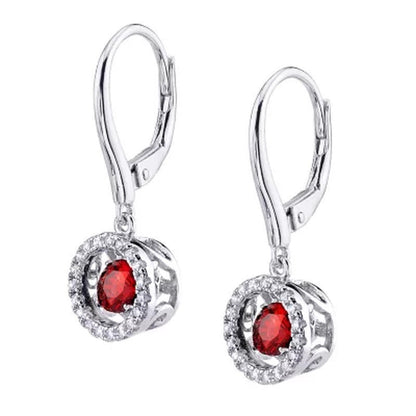 Dancing Genuine Garnet and Lab Created White Sapphire Pendant and Earring Set in