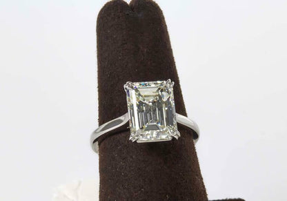 Elegant 4.26 Carat GIA Cert Emerald Cut Diamond Solitaire Engagement Ring