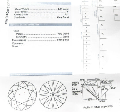 gia certified round brilliant f color grade si1 clarity grade side micro diamond