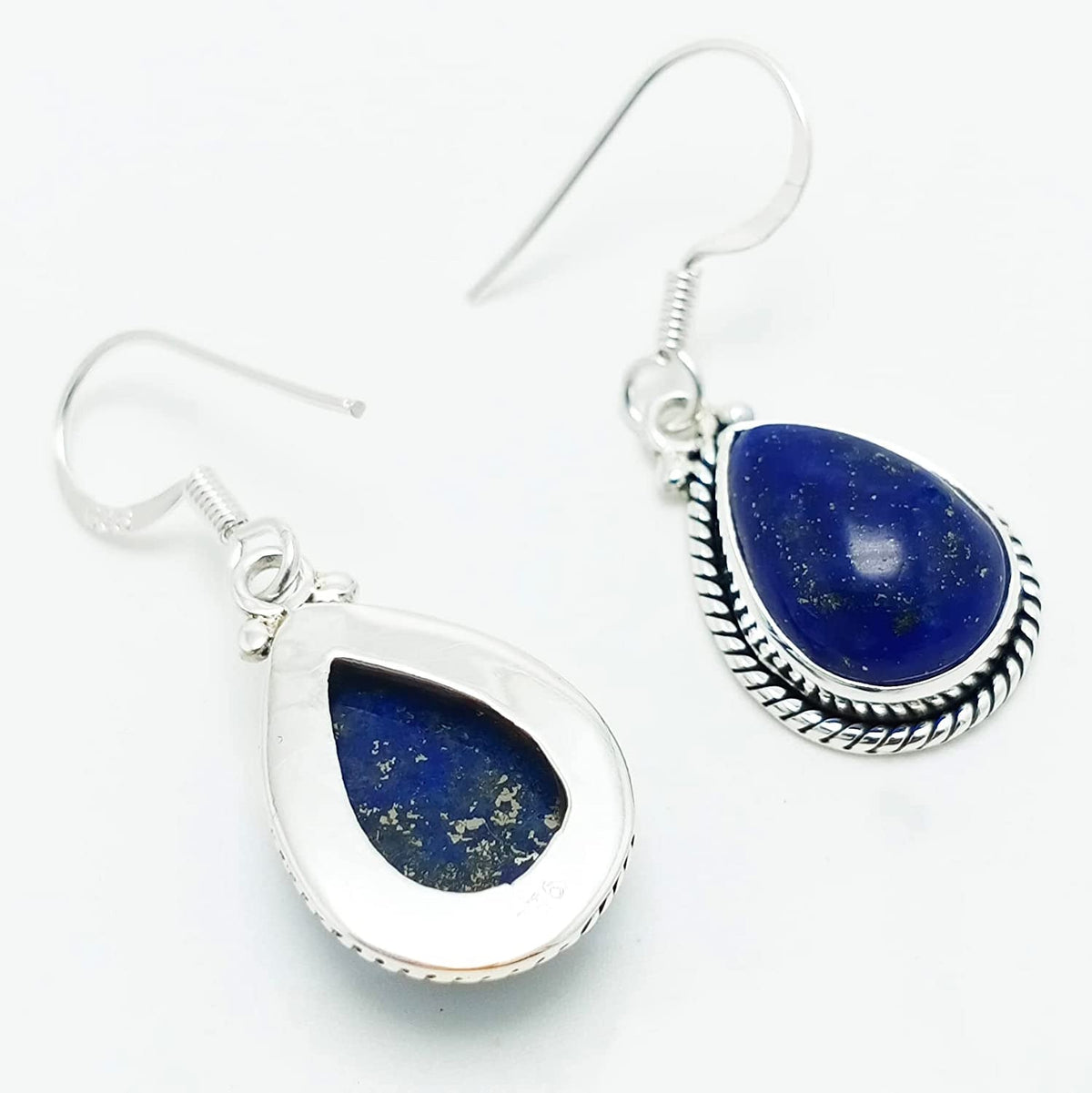 925 Sterling Silver Earring Lapis Lazuli Earring Handmade Gemstone Earring Pear