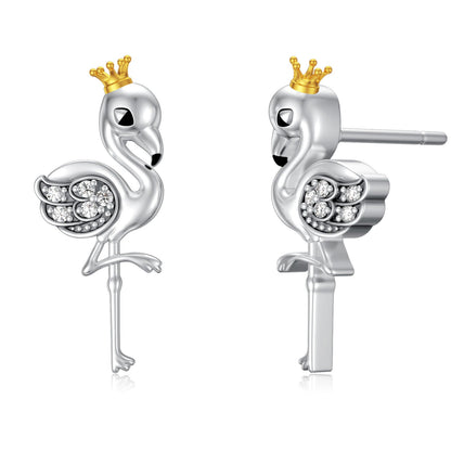 Flamingo Earrings 925 Sterling Silver Flamingo Jewelry Stud Earrings Gifts for W