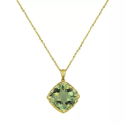 14K Gold Prasiolite Pendant with 16"-18" Chain