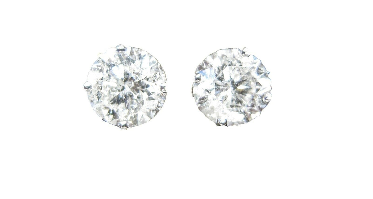 DIAMOND ROUND BRILLIANT STUD 3.04 CT TOTAL WEIGHT EARRING