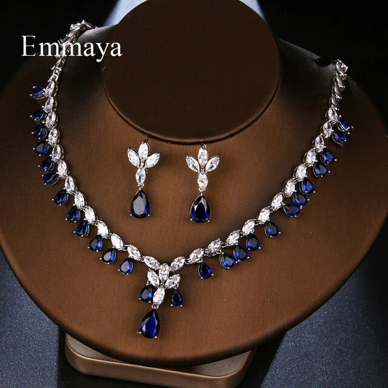 New Fashion Delicate Waterdrop-Shape Earring and Necklace for Women Three