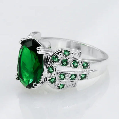 Women Ring 925 Sterling Silver Oval Cut Natural Black Sapphire & Diamond Ring Je