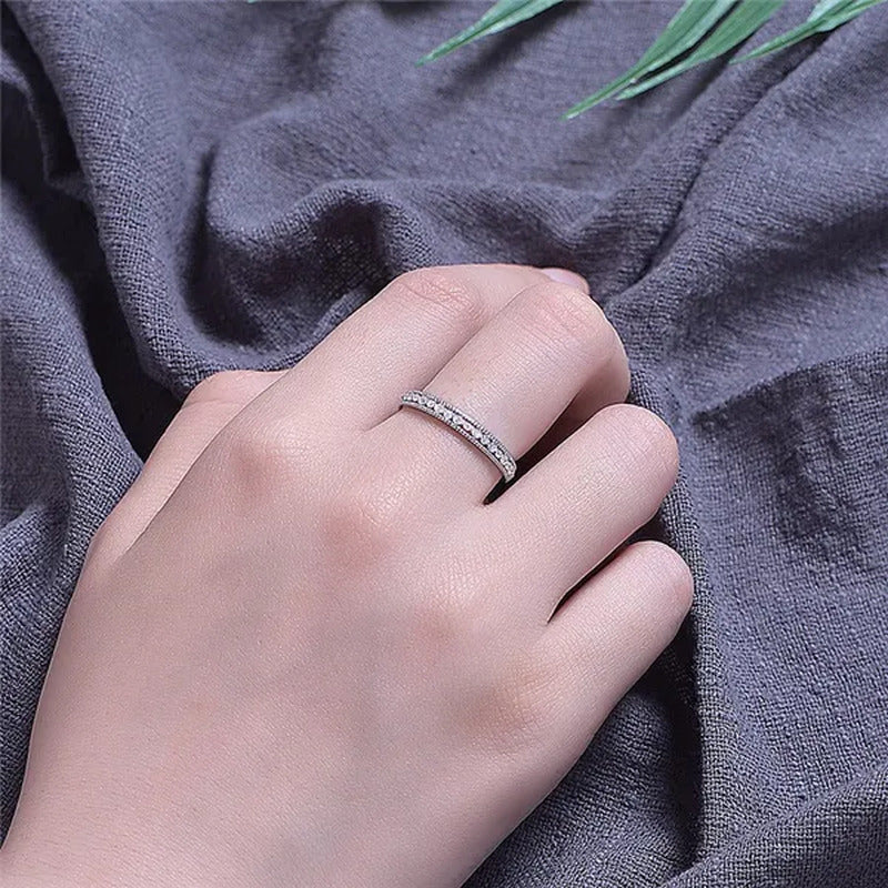 Exquisite 925 Sterling Silver/Black Gold/Gold/Rose Gold Single Ring White Full D