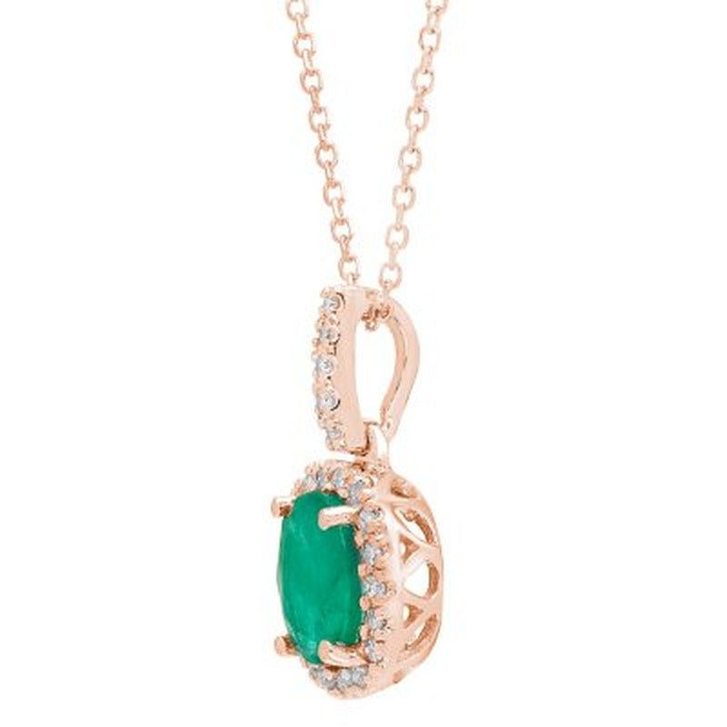 Genuine Emerald and 0.11 CT. T.W. Diamond Pendant in 14K Gold