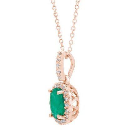 Genuine Emerald and 0.11 CT. T.W. Diamond Pendant in 14K Gold