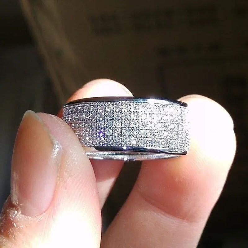 White Sapphire Rhinestones Birthstone Ring Men'S Women Wedding Engagement Band R