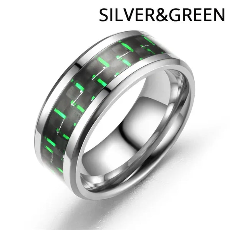 8MM Mens 6 Colors Ceramic Ring Wedding Band with Red Carbon Fiber Inlay Sizes 6