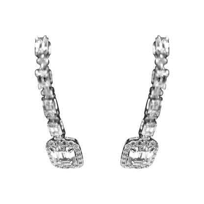 DIAMOND EMERALD SHAPE SET LARGER TO SMALLER AND ROUND DIAMOND EARRING