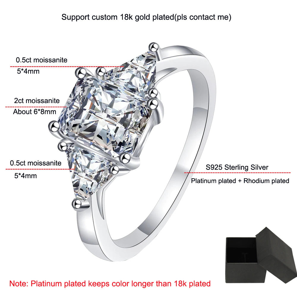 Radiant Cut 3Ct Full Moissante Wedding Rings for Women Lab Grown Diamond Promise