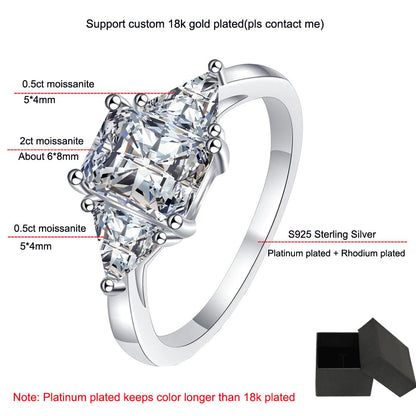 Radiant Cut 3Ct Full Moissante Wedding Rings for Women Lab Grown Diamond Promise