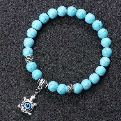Turkey Evil Eye Beaded Bracelets Butterfly Buddhist Palm Hand Owl Turtle Alloy P
