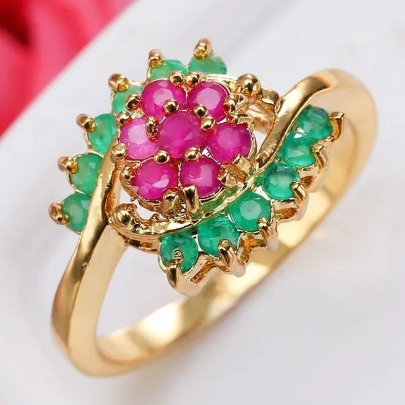 Jewelry Wedding Ring for Women Emerald Ruby Engagement Diamond Ring