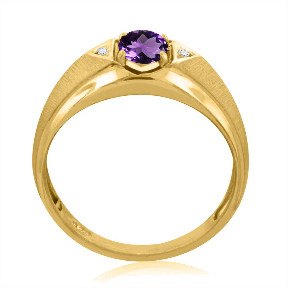 Mauli Jewels Engagement Rings for Men 0.76 Carat Mens Diamond and Oval Amethyst