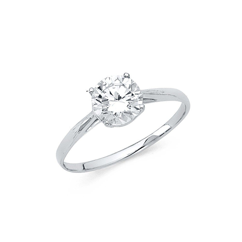 14K Yellow Gold round 1 Ct CZ Simulated Diamond Solitaire Engagement Ring