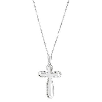 Diamond Cross Pendant in Sterling Silver and 14K Yellow Gold