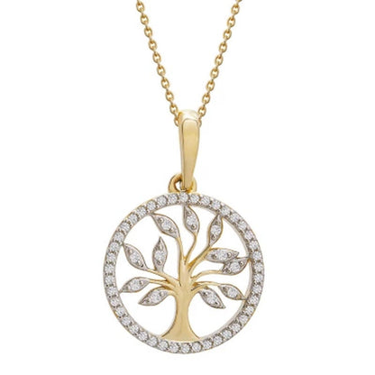 0.12 CT. T.W. Diamond Tree of Life Pendant in 14K Yellow Gold (I, I1)