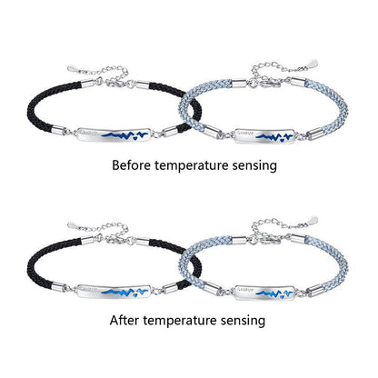 2 Pcs Alloy Couple Bracelets Bangles Adjustable Chain Wristband Temperature Chan