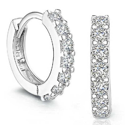 Silver Rhinestones Hoop Diamond Stud Earrings for Women Glitter Vintage Earrings