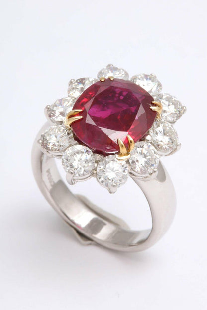 No Heat Burma Ruby Diamond Ring