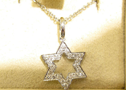 DIAMOND ROUND BRILLIANT SHAPE JEWISH STAR PENDANT INCLUDED CHAIN