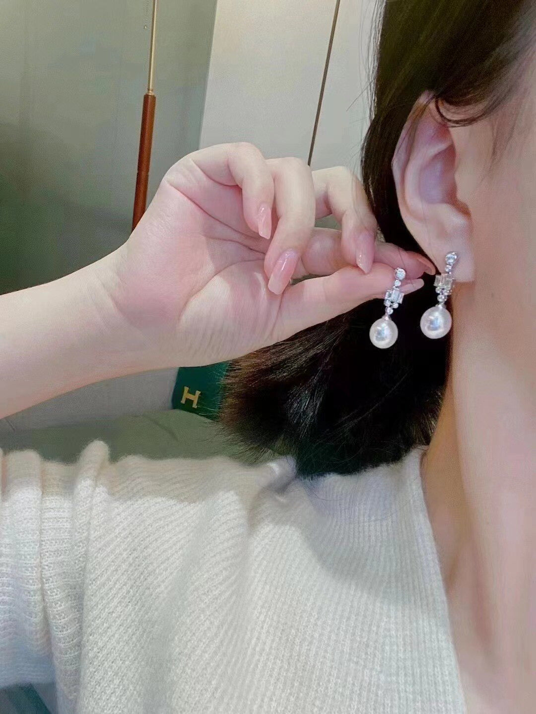 MJ Pearl Earrings Fine Jewelry 925 Sterling Silver round 10-11Mm Nature Fresh