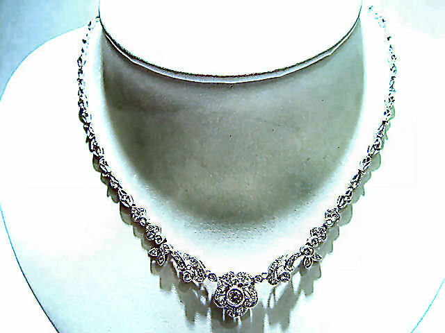 ROUND BRILLIANT DIAMOND NECKLACE ANTIQUE REPRODUCTION