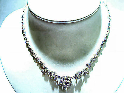 ROUND BRILLIANT DIAMOND NECKLACE ANTIQUE REPRODUCTION