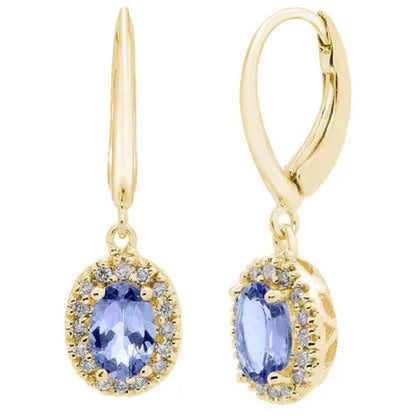 Genuine Tanzanite and 0.16 CT. T.W. Diamond Earrings in 14K Gold