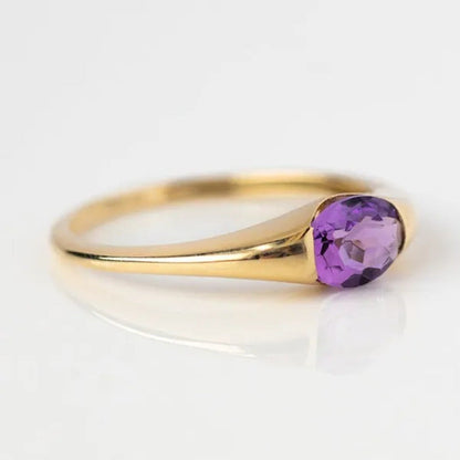 Luxury Fashion Creative Purple Crystal Diamond Ring Purple Gem Gold Ring Jewelry