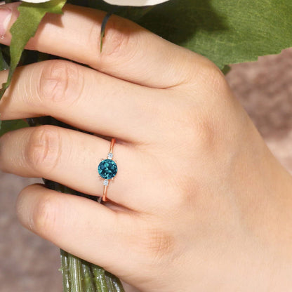 10K Rose Gold London Blue Topaz and White Created Sapphire Women'S Jewelry Engag