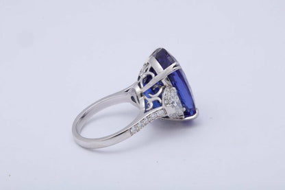 20 Carat Royal Blue Tanzanite and Diamond Ring
